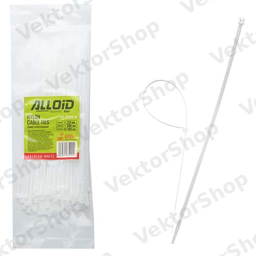 Хомут пластиковый Alloid 2.5 х 200 100 шт/уп белый