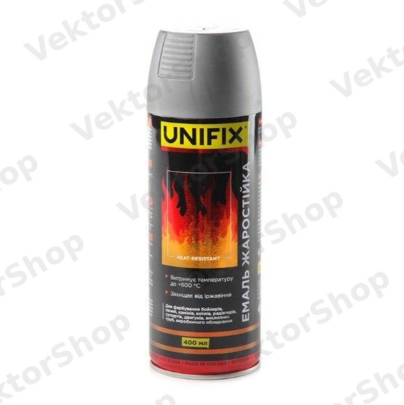 Емаль жаростійка Срібло преміум 400мл UNIFIX — фото 1