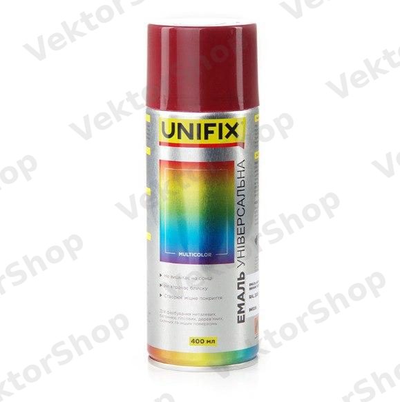 Емаль акрилова універсальна RAL 3005 Винний червоний гл. 400мл UNIFIX — фото 2