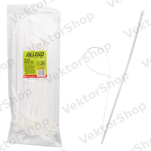 Хомут пластиковый Alloid 7.6 х 300 100 шт/уп белый