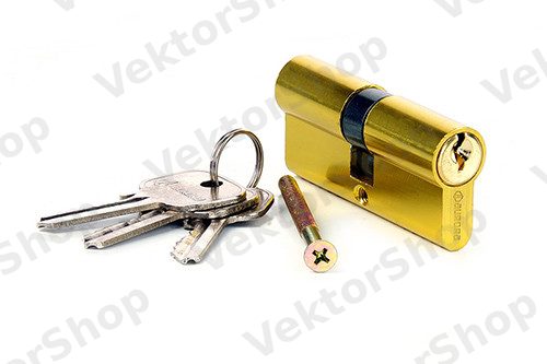 Циліндр алюмінієвий 60мм 30/30 ключ/ключ, англійський ключ, колір PB-золото — фото 2