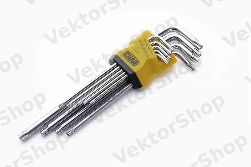 Набір торцевих ключів Torx T10, T15, T20, T25, T27, T30, T40, T45, T50 довгих CrV (9шт) СИЛА — фото 2