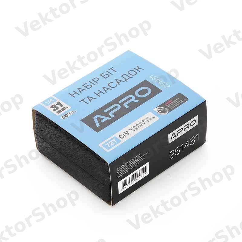 Набор насадок (инструментов) торцевых c трещоткой CrV 1/4 (72Т) (31шт) APRO — фото 7