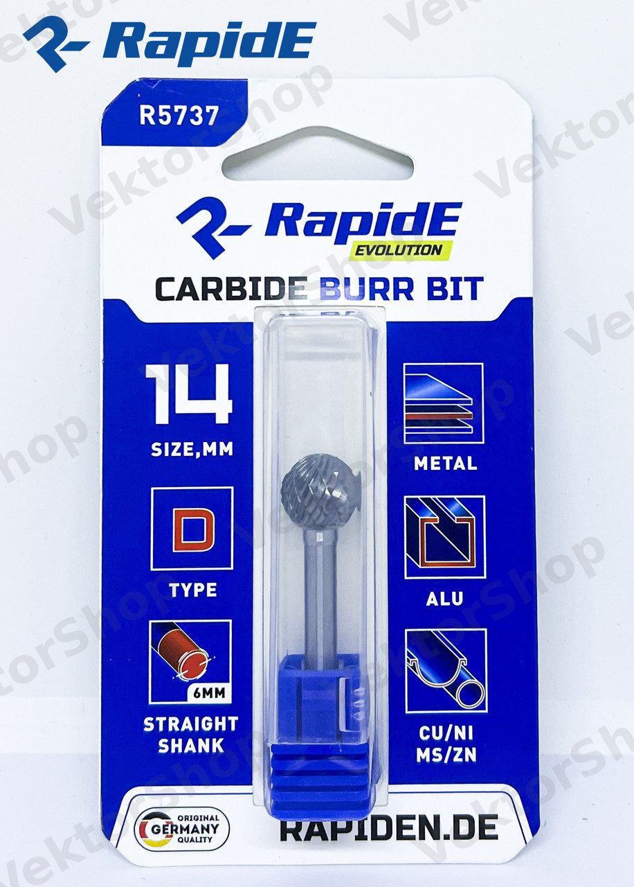 Борфреза твердосплавна по металу RapidE R5735 Тип D D=10mm (D1009М06) сфера — фото 2