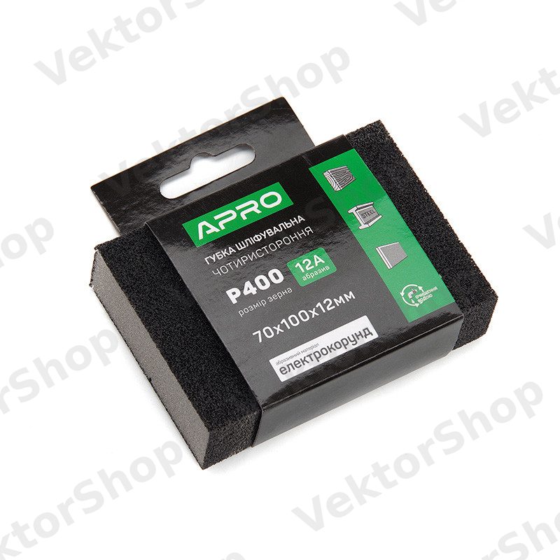 Губка шліфувальна чотирьохстороння пряма P400 APRO — фото 4
