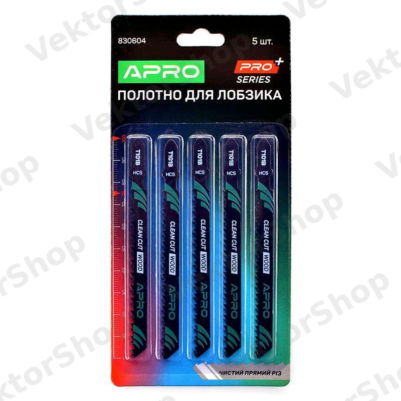 Полотно для лобзика (дерево) 100/75мм 2,5 мм 10TPI чистий прямой T101B APRO — фото 5