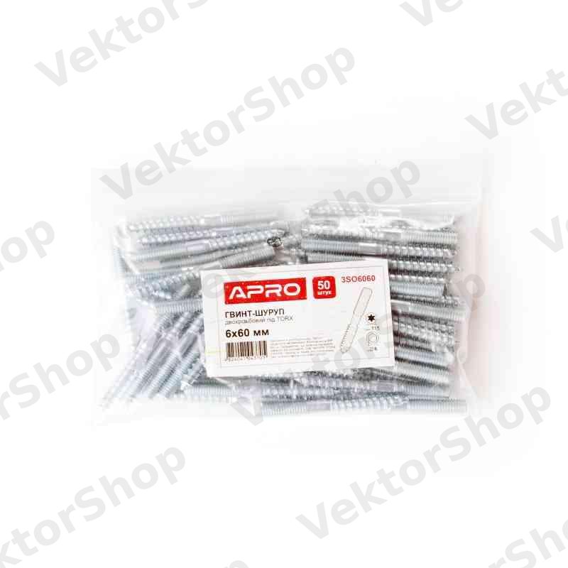 Гвинт-шуруп М6x100мм (шпилька дворізьбова) TORX (пач. 25 шт.) APRO — фото 8