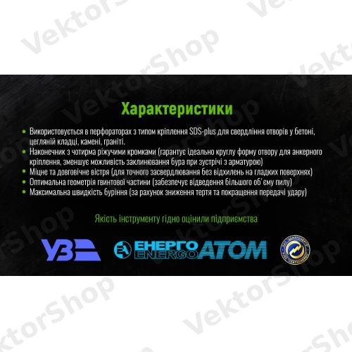Бур по бетону SDS-plus S4 QUADRO 12x310мм Alloid — фото 7