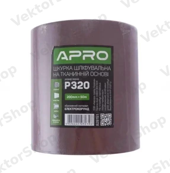 Бумага шлифовальная P320 рулон 200мм*50м (тканевая основа) APRO — фото 7