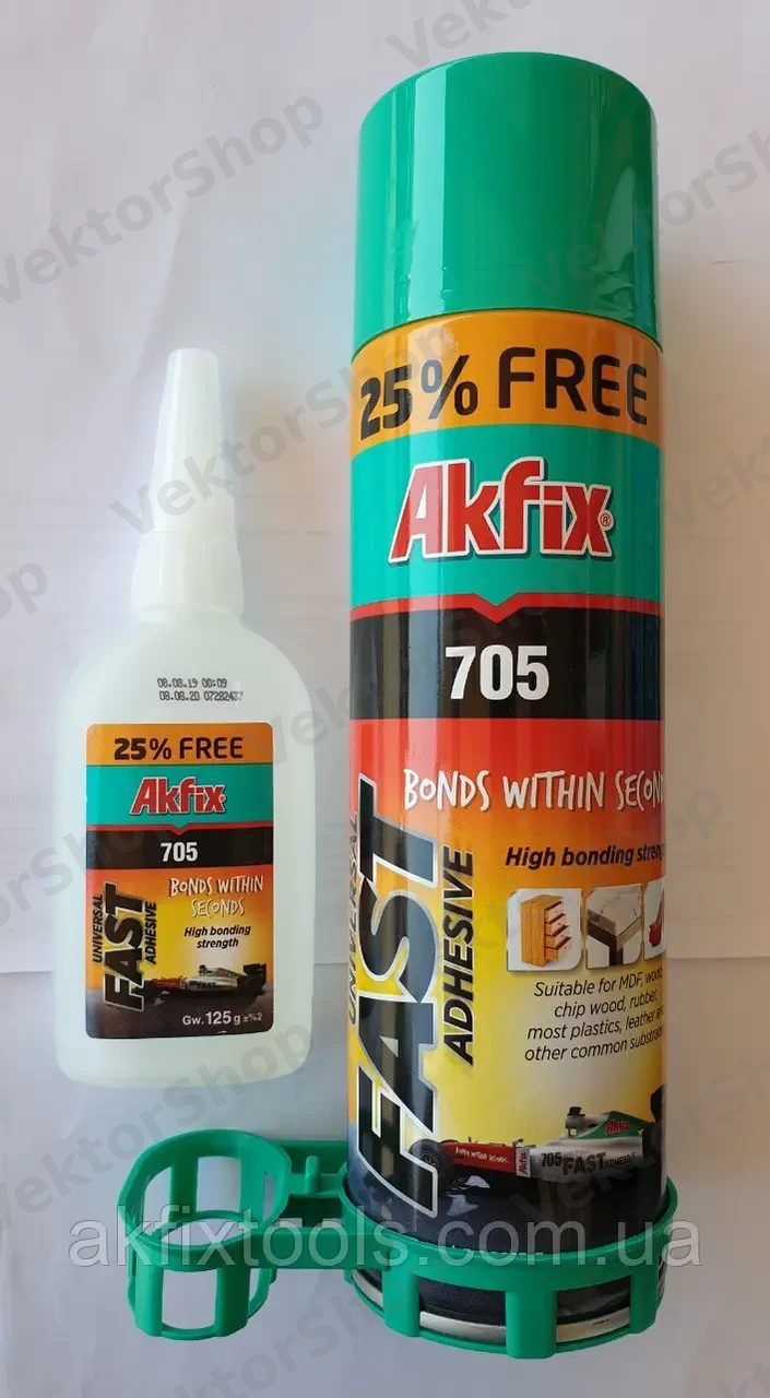 Клей с активатором для МДФ и дерева Akfix 400 мл + 100 г цианоакриловий — фото 4