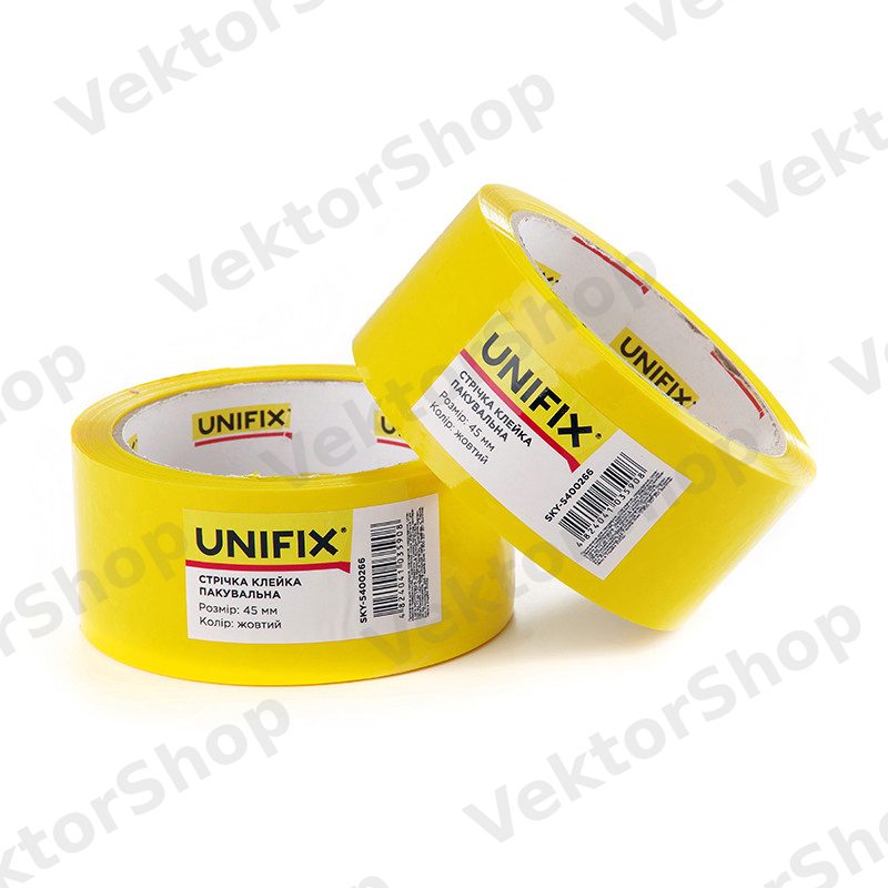 Лента клейкая упаковочная желтая 45мм 200 SKW-5400266 UNIFIX