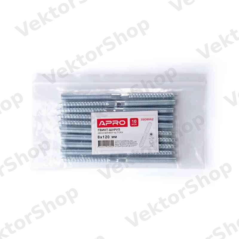 Винт-шуруп М8x120мм. (шпилька двухрезьбовая) TORX (пач. 10 шт.) APRO — фото 8