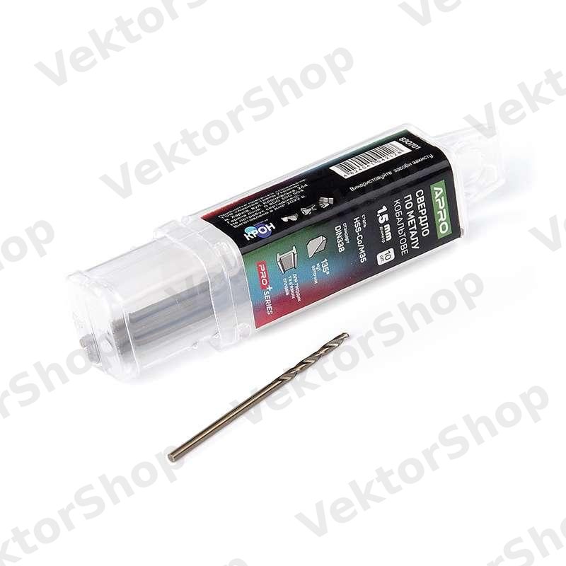 Сверло по металлу кобальтовое HSS-Co/M35 Ø1.5мм (тубус, кратно 10шт) PRO APRO — фото 4