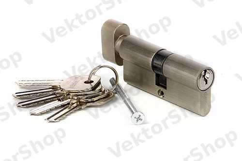 Цилиндр цинковый 60мм 30/30 ключ/вороток, английский ключ, цвет SN-никель — фото 2