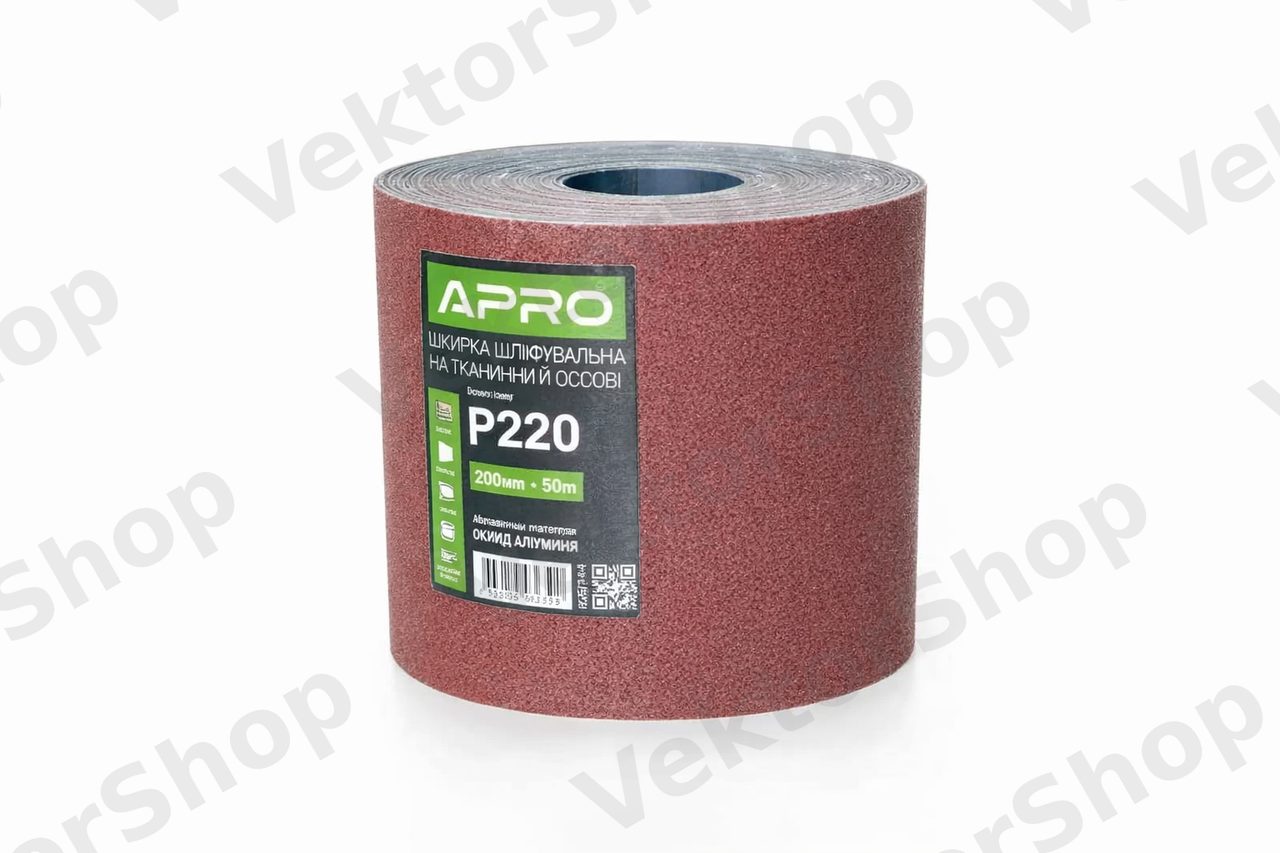 Бумага шлифовальная P220 рулон 200мм*50м (тканевая основа) APRO — фото 3