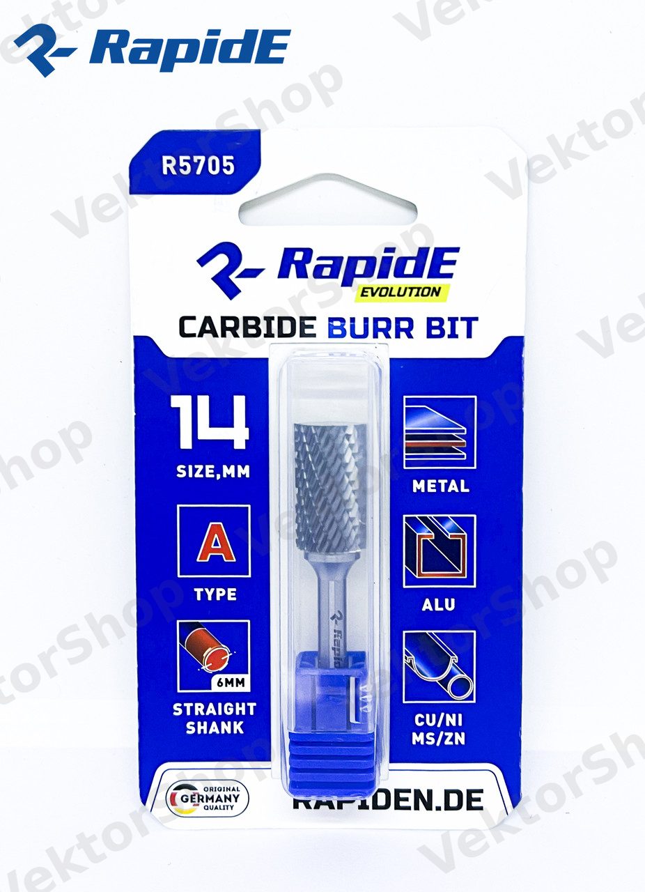Борфреза твердосплавна по металу RapidE R5704 Тип A D=12mm (A1225М06) циліндр із гладким торцем — фото 1