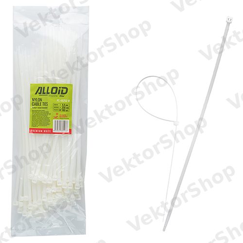 Хомут пластиковый Alloid 4.8 х 250 100 шт/уп белый