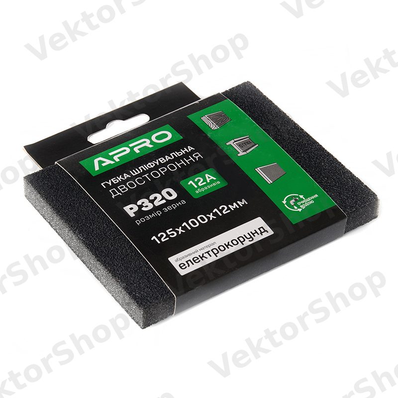 Губка шлифовальная двухсторонняя Р320 125х100х12мм APRO — фото 2
