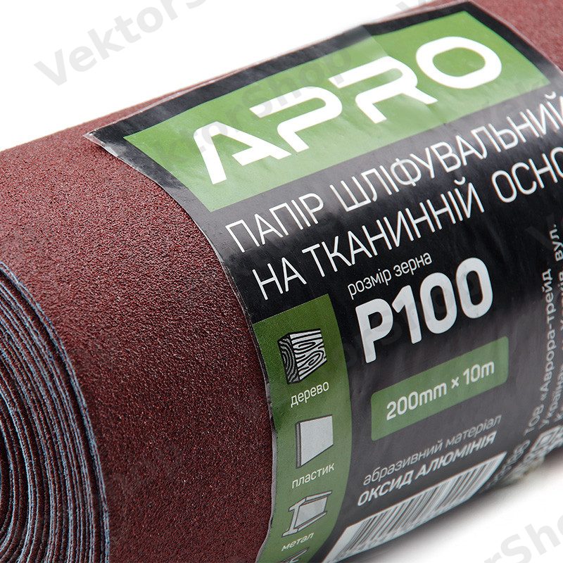 Бумага шлифовальная P100 рулон 200мм*10м (тканевая основа) APRO — фото 3