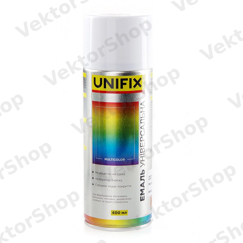 Эмаль универсальная акриловая RAL 9010 Белый мат. 400мл UNIFIX — фото 2