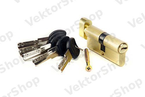 Циліндр цинковий 80мм 40/40 ключ/вороток, лазерний ключ, колір PB-золото — фото 2