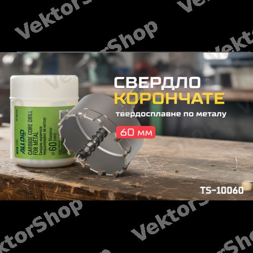 Свердло корончасте твердосплавне по металу 60мм Alloid Base — фото 2