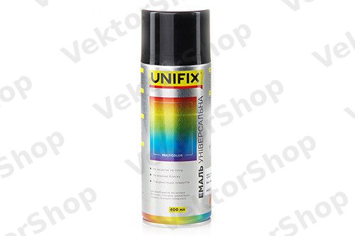 Емаль акрилова універсальна RAL 9005 Чорний гл. 400мл UNIFIX — фото 2