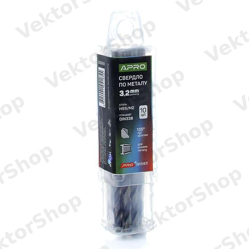 Сверло по металлу HSS/M2 (6542) Ø3,2мм (тубус, кратно 10шт) PRO APRO — фото 5