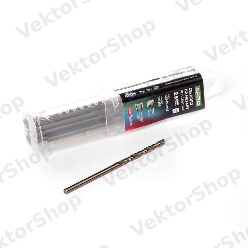 Сверло по металлу кобальтовое HSS-Co/M35 Ø2.5мм (тубус, кратно 10шт) PRO APRO — фото 4