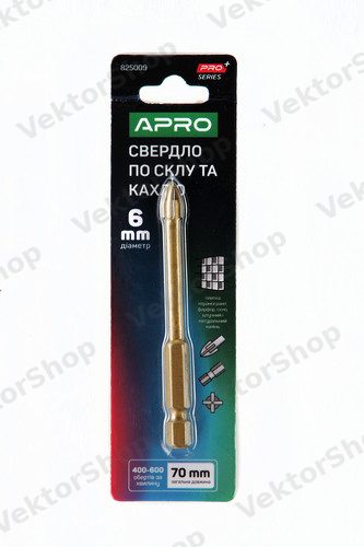 Сверло по стеклу и кафелю 4 грани HEX 6мм PRO APRO — фото 5