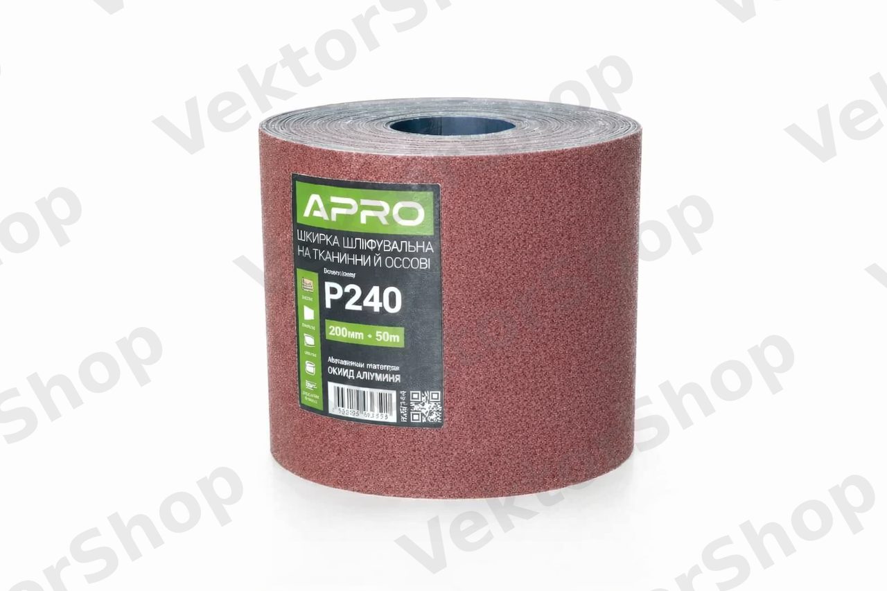 Бумага шлифовальная P240 рулон 200мм*50м (тканевая основа) APRO — фото 3