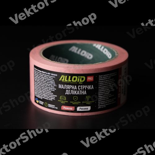 Лента малярная деликатная, рисовая, розовая 48мм х 40м, 100мкм Alloid Pro — фото 4