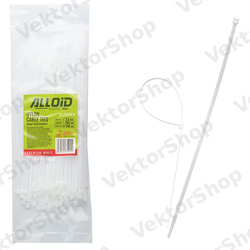 Хомут пластиковий Alloid 2.5 х 200 100 шт./уп. білий
