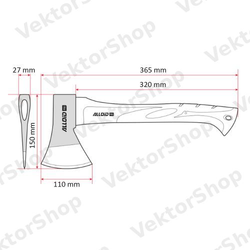 Топор, ручка из древесины 600г (AW-170600) Alloid — фото 3