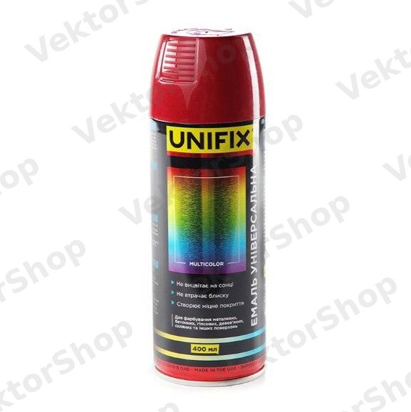 Емаль універсальна акрилова преміум RAL 3009 Червоний оксид гл. 400мл UNIFIX — фото 1