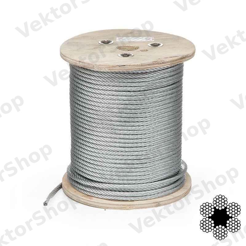 Трос оцинкованный 8мм DIN 3060 (6x19) бухта кратно 100м APRO — фото 5