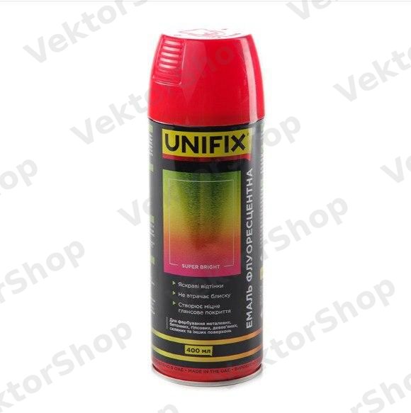 Эмаль акриловая флуоресцентная Красный премиум 400мл UNIFIX — фото 1