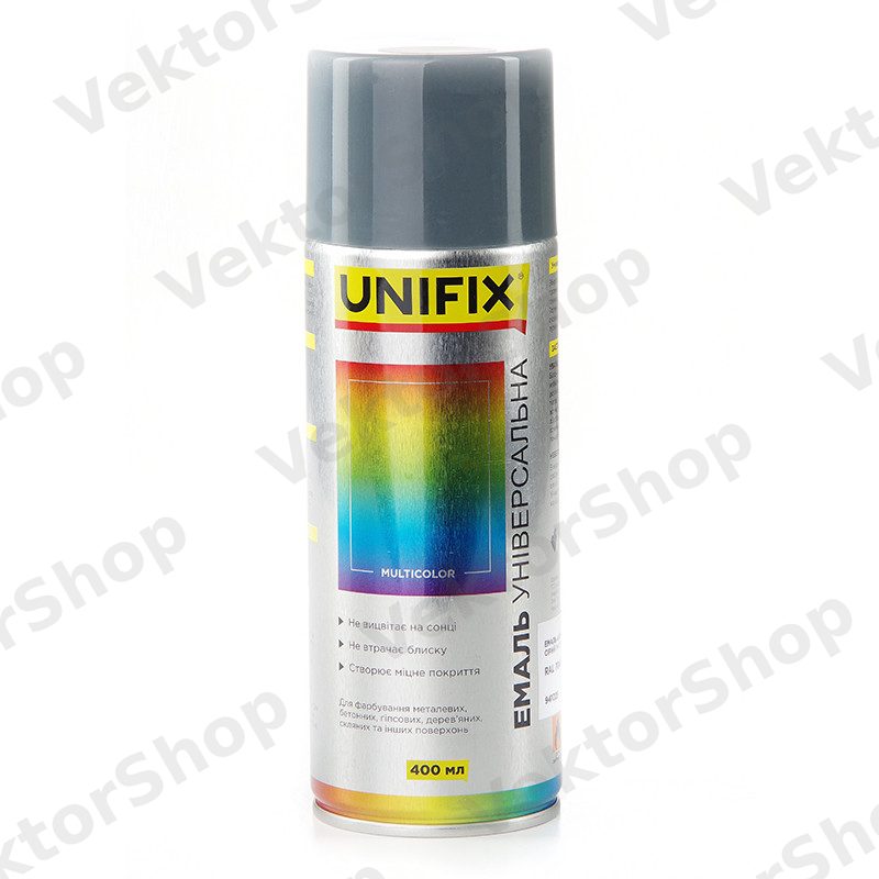Эмаль универсальная акриловая RAL 7046 Серый мат. 400мл UNIFIX — фото 2