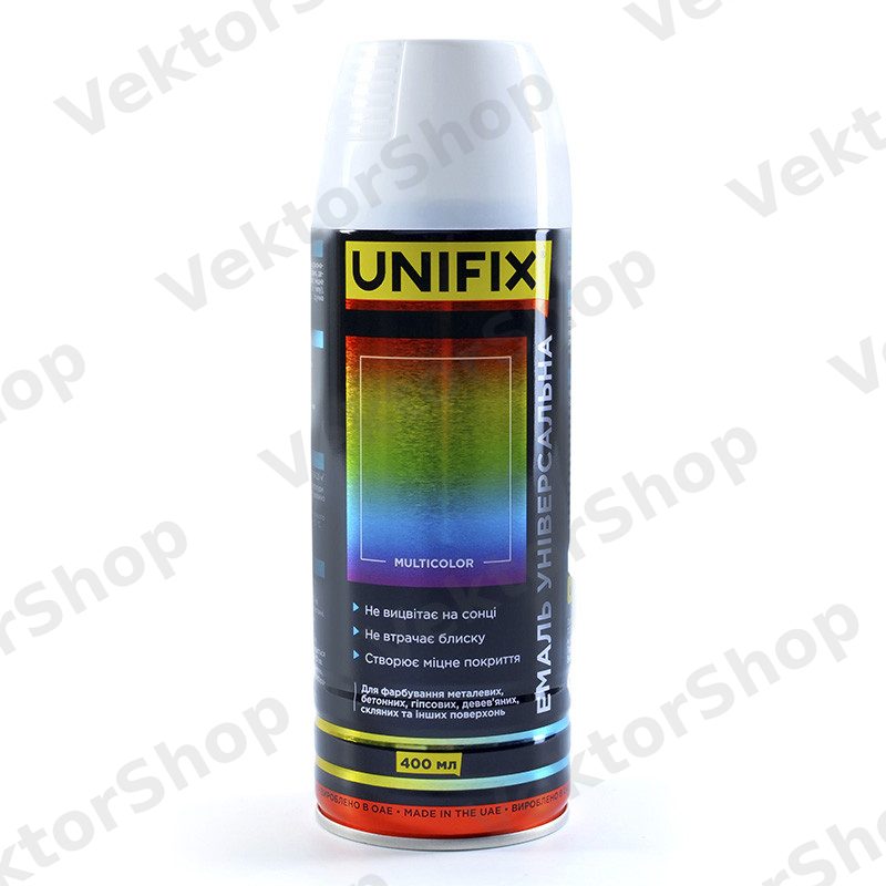 Эмаль универсальная акриловая премиум RAL9003 глянец белый 400мл UNIFIX — фото 1