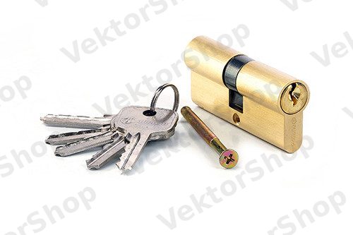 Циліндр цинковий 70мм 35/35 ключ/ключ, англійський ключ, колір PB-золото — фото 2