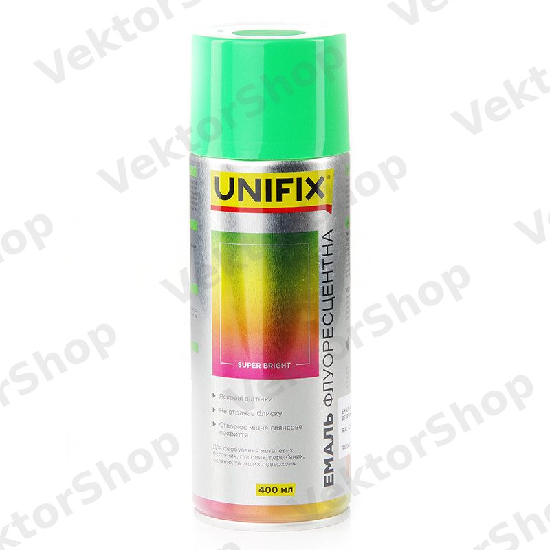 Эмаль акриловая флуоресцентная RAL 6038 Зеленый 400мл UNIFIX — фото 2