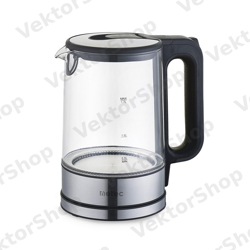 Электрочайник EK-02GB 1.7л, 1850-2200Вт, корпус стекло, черный Metec — фото 2