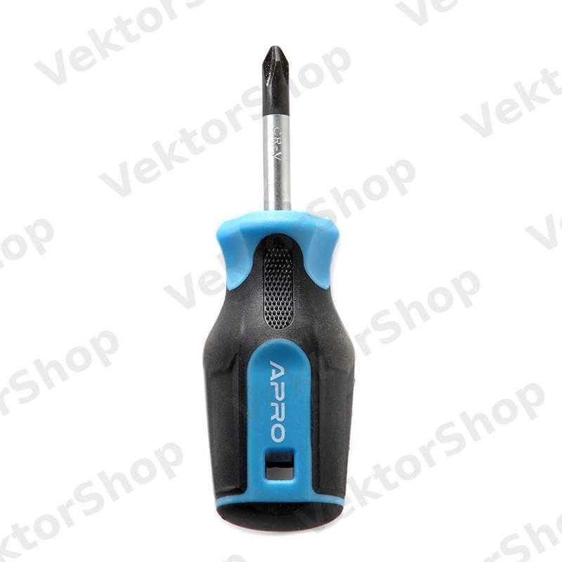 Отвертка крестовая обрезиненная рукоятка CrV PH2x38 (Phillips) APRO — фото 6
