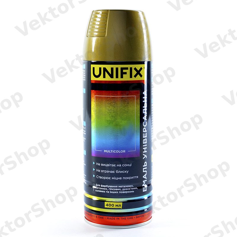 Эмаль универсальная акриловая премиум золото глянец 400мл UNIFIX — фото 1