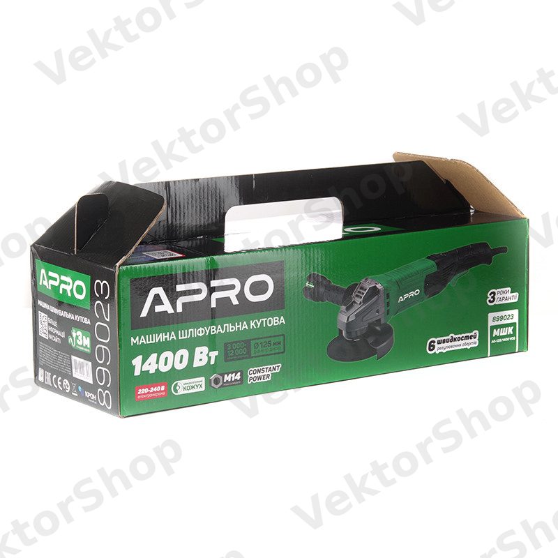 Кутошліфувальна машина (болгарка) Ø125 AG-125/1400 VCQ APRO — фото 6