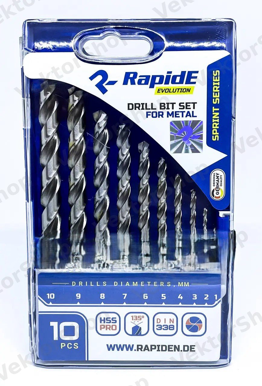 Набор сверл по металлу RapidE HSS PRO 10шт Sprint Series (1,2,3,4,5,6,7,8,9,10) — фото 2