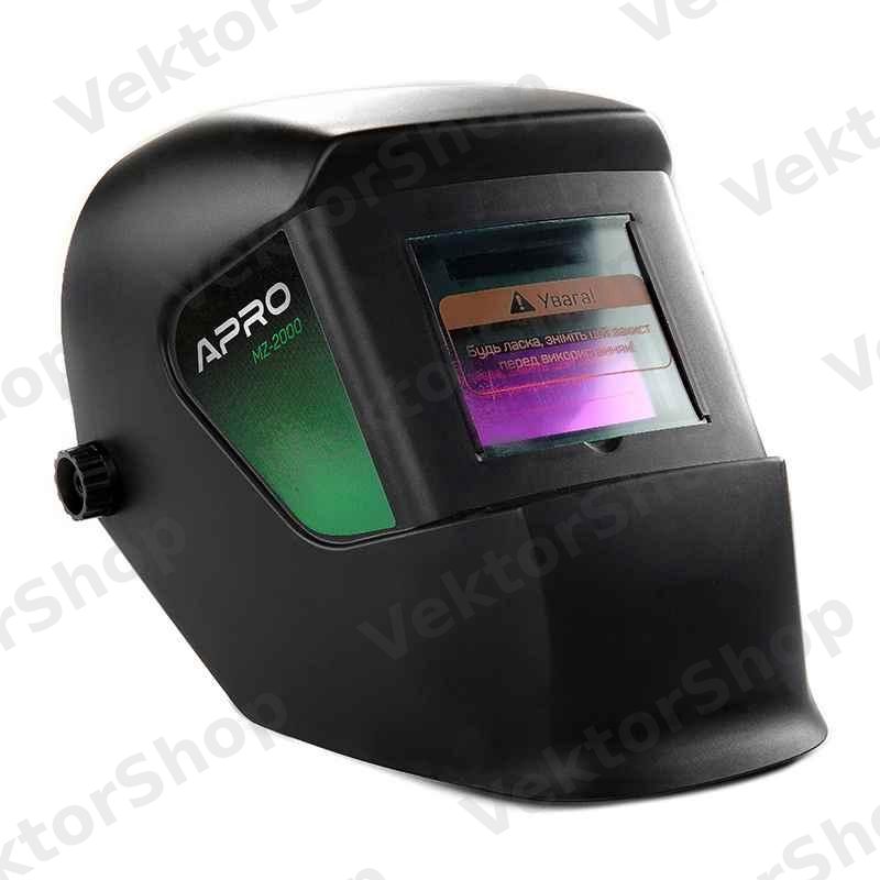 Маска сварщика автоматическая APRO MZ-2000, хамелеон, DIN 4/9-13, 110×90 мм светофильтр, 90×35 мм окно — фото 1