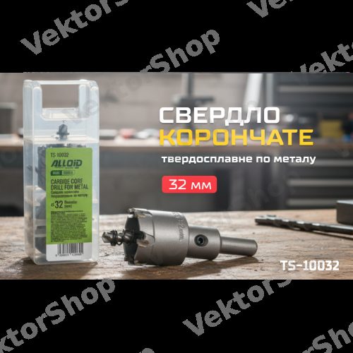 Свердло корончасте твердосплавне по металу 32мм Alloid Base — фото 3