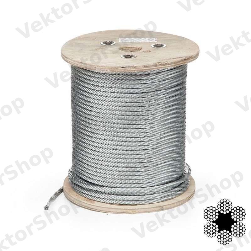 Трос оцинкованний 12мм DIN 3060 (6x19 + FC) бухта кратно 100м APRO — фото 5