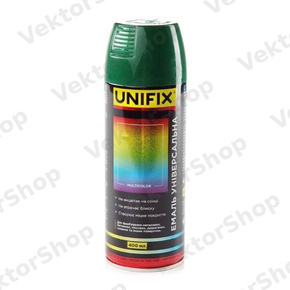 Емаль універсальна акрилова преміум RAL 6005 Зелений мох гл. 400мл UNIFIX — фото 1